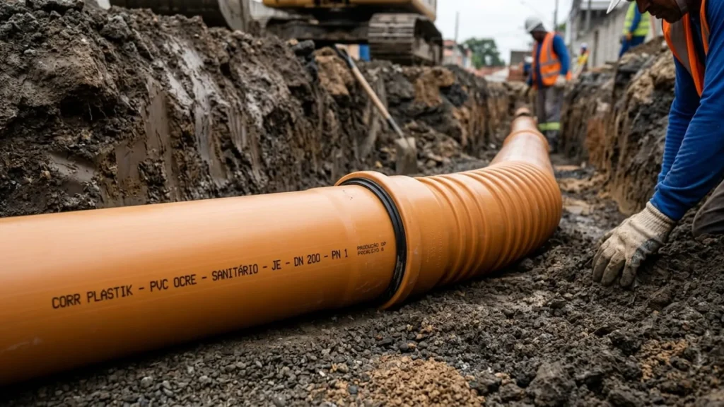 Tubos PVC Ocre aplicados em infraestrutura